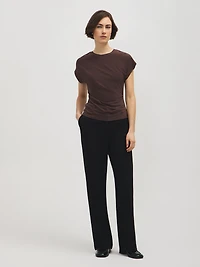 Dolman Sleeve Top With Side Pleats