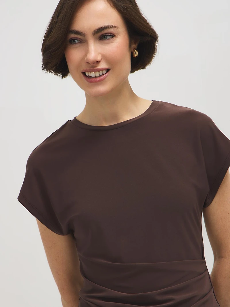 Dolman Sleeve Top With Side Pleats