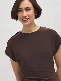 Dolman Sleeve Top With Side Pleats
