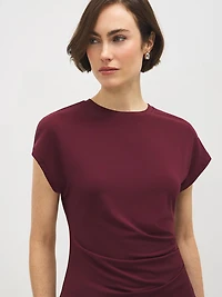Dolman Sleeve Top With Side Pleats