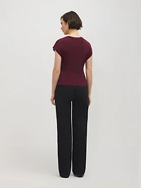 Dolman Sleeve Top With Side Pleats