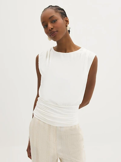 Sleeveless Ruched Hem Top