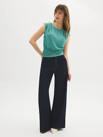 Haut sans manches à ourlet froncé