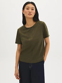 Haut à col rond en faux daim