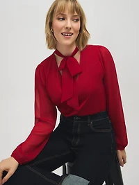 Crepe Tie-Neck Top