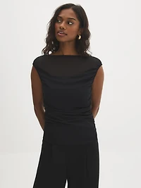 Haut en maille illusion à col bateau