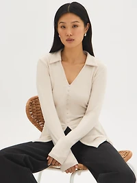 Johnny Collar Sweater With Opening