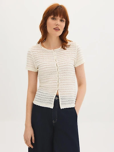 Haut texturé boutonné sur le devant