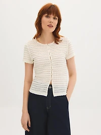 Haut texturé boutonné sur le devant