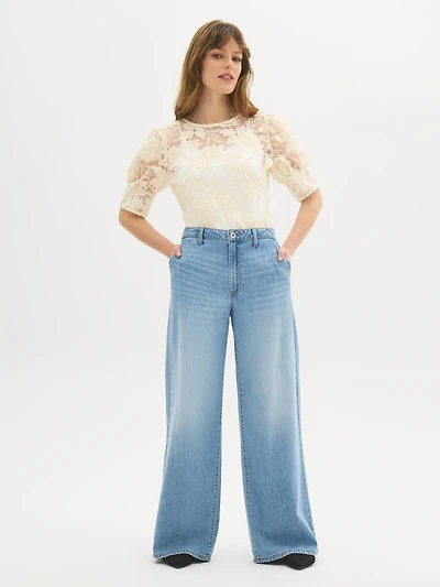 Floral Embroidered Mesh Top