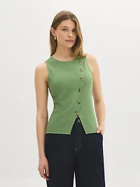 Asymmetrical Button-Front Top