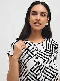 Haut imprimé à manches dolman plissé sur le devant