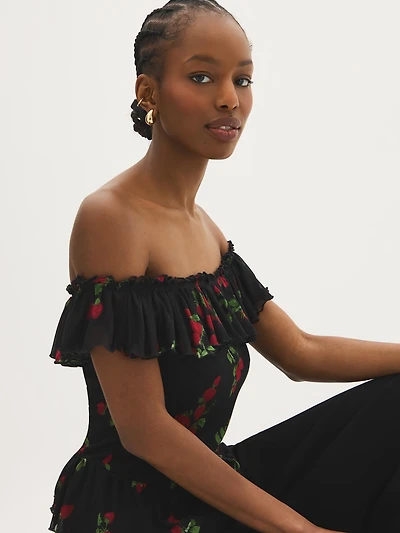 Haut corset à volants et imprimé de fruits