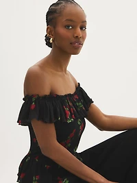 Haut corset à volants et imprimé de fruits