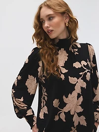 Haut en jersey à col montant et imprimé floral