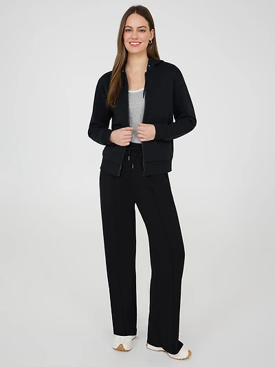 Pantalon à jambe large et ourlet fendu