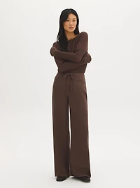 Cotton-Blend Wide-Leg Pants