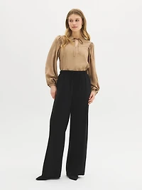 Twill Wide-Leg Pants