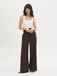 Pantalon en mélange de lin à jambe large