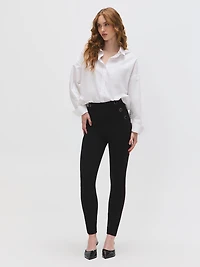 Button Detail Skinny Leg Pants