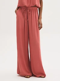 Pantalon à jambe large en gaze froissée