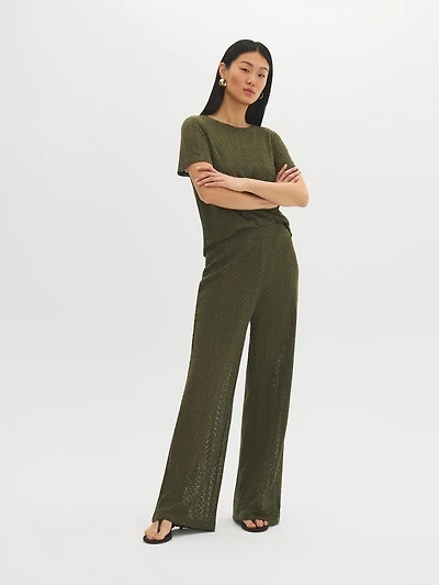 Pantalon à jambe large en crochet