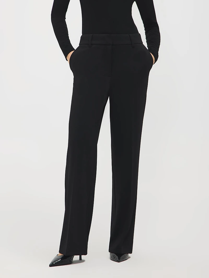 Pantalon à jambe large en sergé