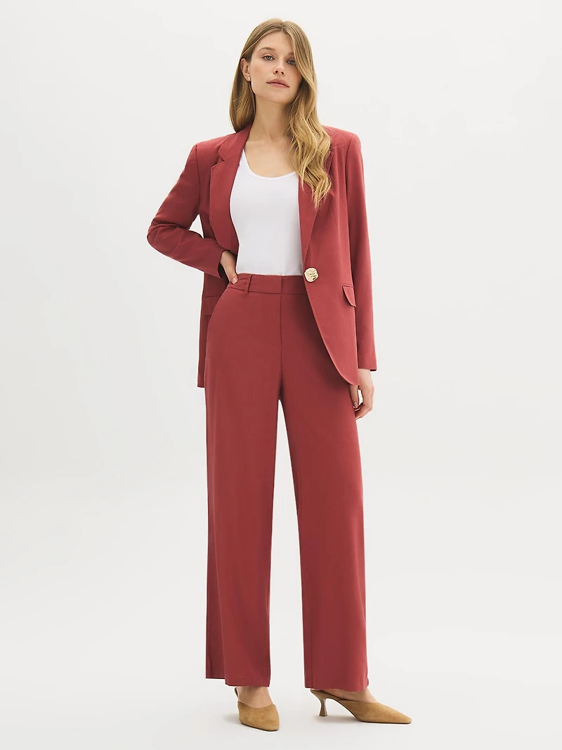 Wide-Leg Linen-Blend Pants