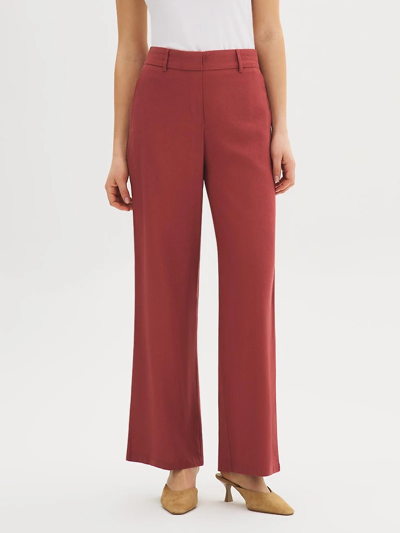 Wide-Leg Linen-Blend Pants