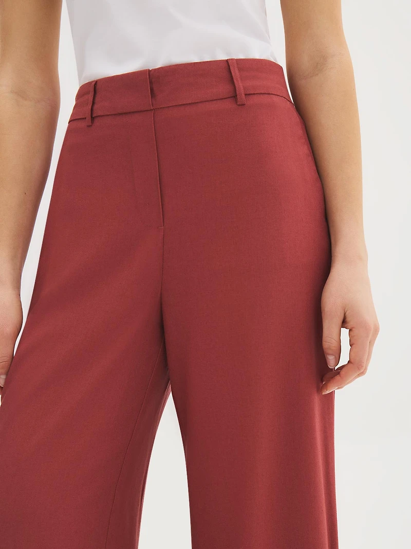 Wide-Leg Linen-Blend Pants