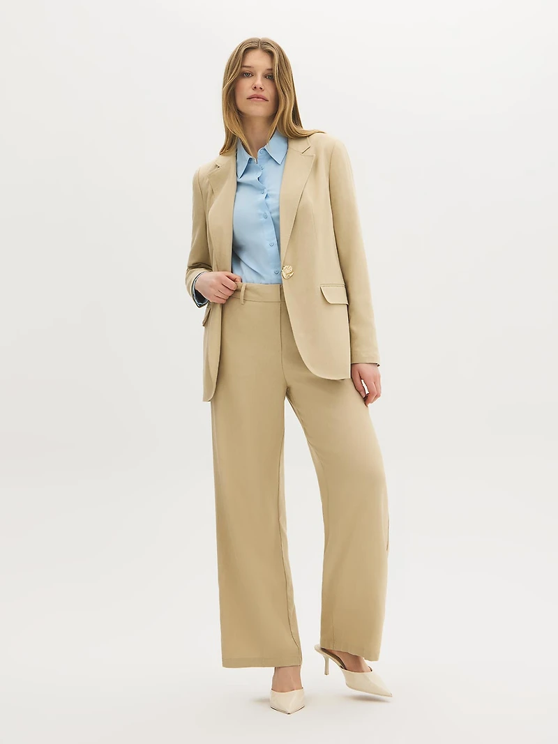 Pantalon à jambe large en mélange de lin