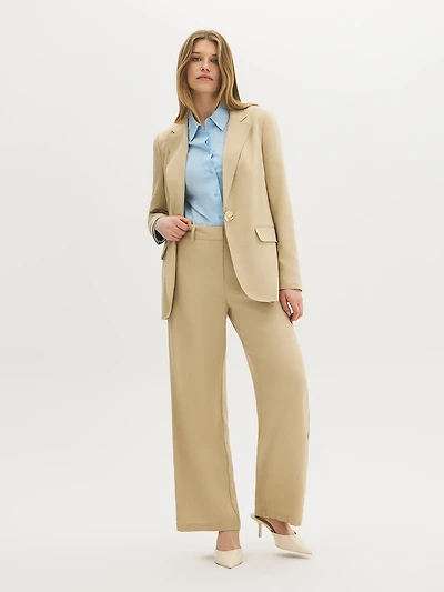 Pantalon à jambe large en mélange de lin
