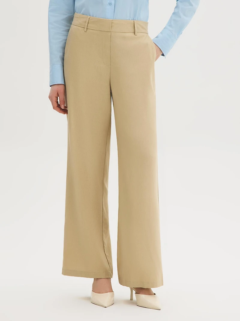 Pantalon à jambe large en mélange de lin