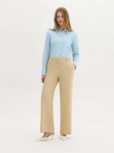 Wide-Leg Linen-Blend Pants