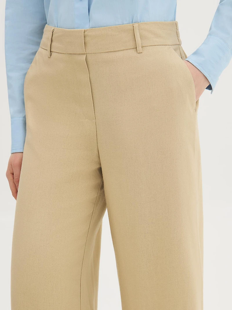 Pantalon à jambe large en mélange de lin