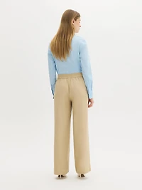 Pantalon à jambe large en mélange de lin