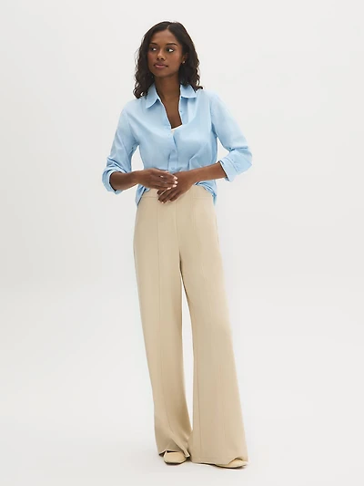 Pantalon à jambe large en tissu crêpe