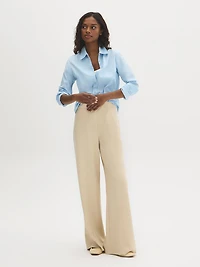 Pantalon à jambe large en tissu crêpe