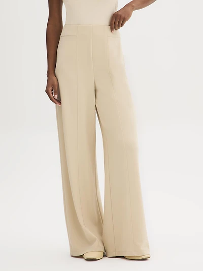 Pantalon à jambe large en tissu crêpe