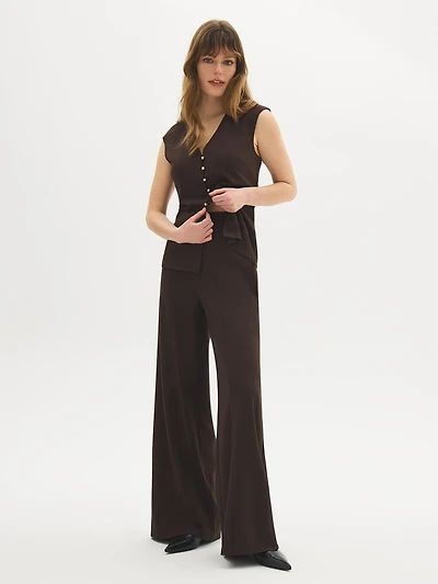 Wide-Leg Crepe Pants