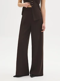 Pantalon à jambe large en tissu crêpe