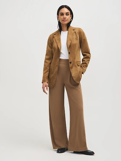 Pantalon plissé à jambe large en crêpe