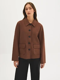 Faux Suede Notch Collar Jacket