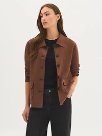 Faux Suede Notch Collar Jacket