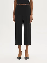 Pantalon gaucho en tissu crêpe avec ceinture