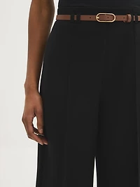 Pantalon gaucho en tissu crêpe avec ceinture
