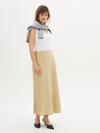Linen-Blend Bias-Cut Skirt