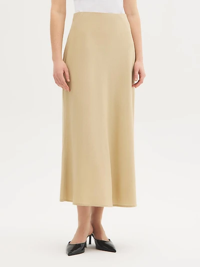 Linen-Blend Bias-Cut Skirt