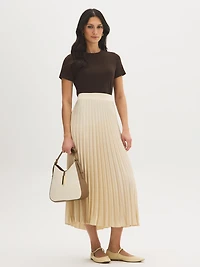 Satin-Like Pleated Skirt