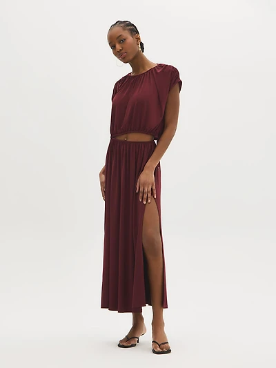 Front Slit Midi Skirt